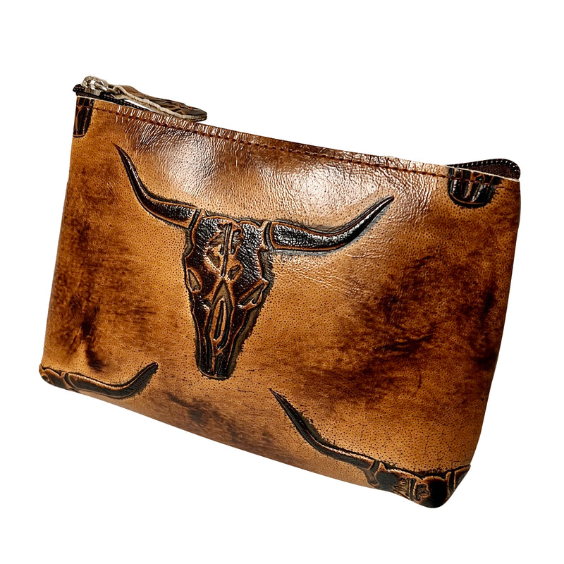 Longhorn Leather Cosmetic Bag