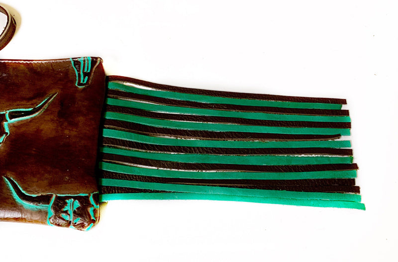5010- Turquoise/Brown Longhorn Wristlet